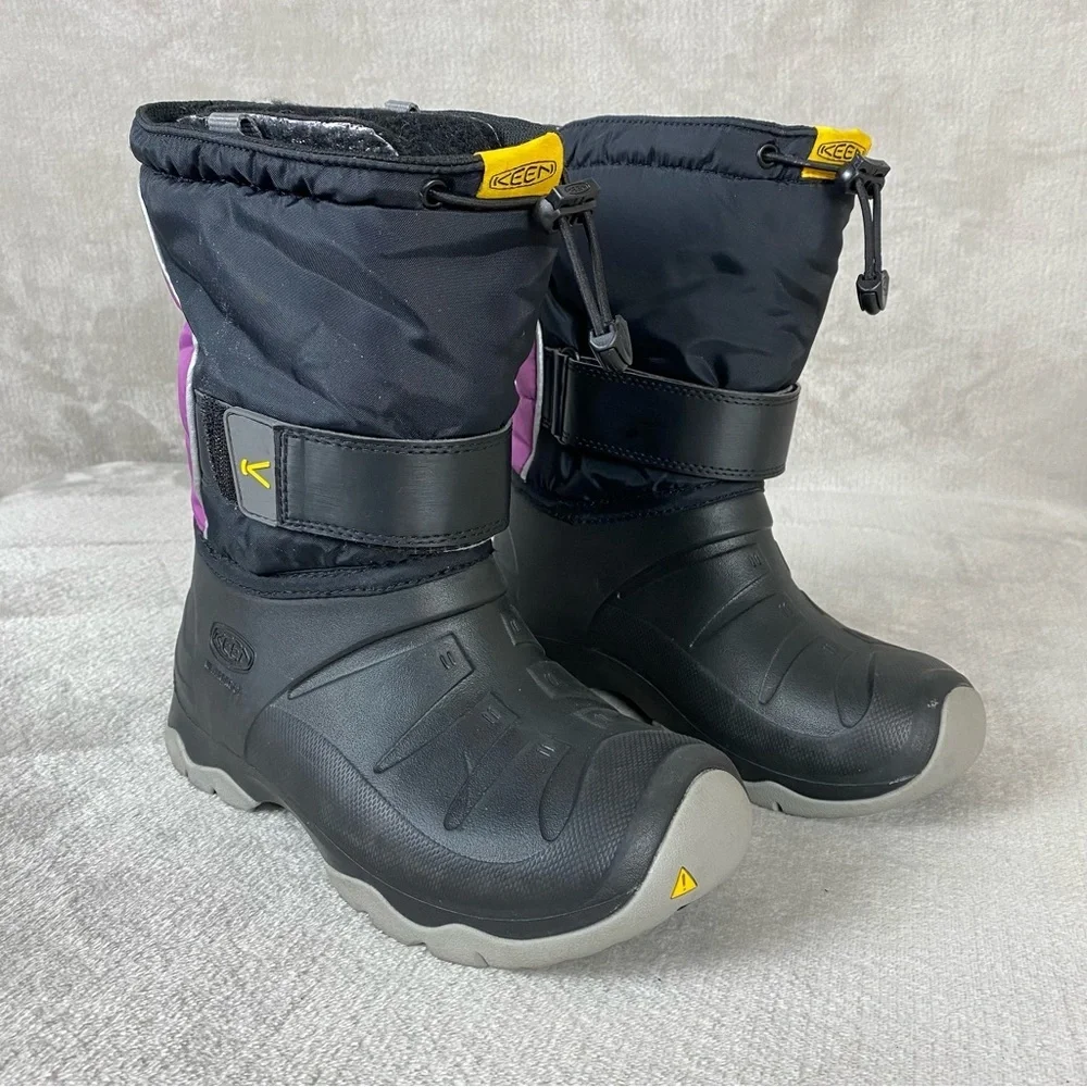Keen Lumi II Kids Youth Snow Boot Size 4 Black Purple Waterproof Insulated Rain